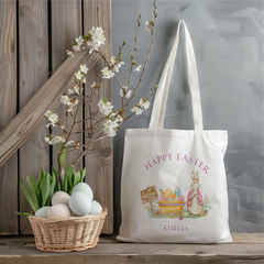 Personalised Easter Tote Bag, Custom Tote Bag, Easter Basket Bag, Easter Egg Hunt Totes, Gift for Kids